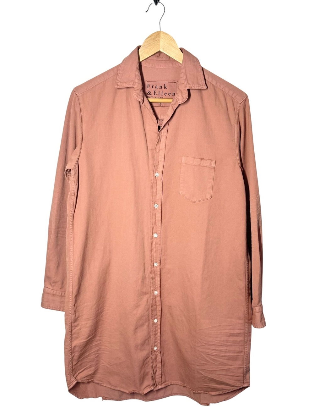 FRANK & EILEEN Mary Classic Shirt Dress Cotton in Desert Pink Size Small S - Picture 2 of 11